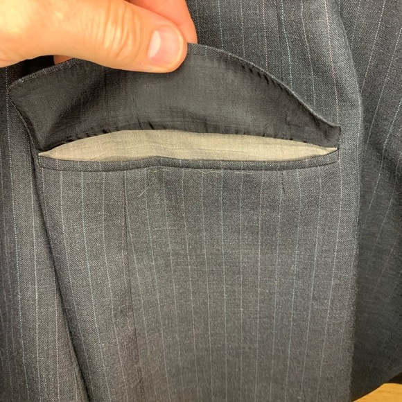 OAKTON LTD VINTAGE PINSTRIPE BLAZER Charcoal Gray 100% Wool Size 48XT Two Button - Picture 8 of 10